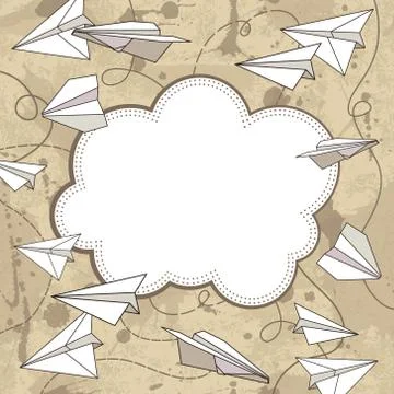 Vector vintage frame with paper planes and text place Stock Illustration