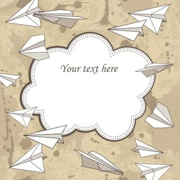 Vector vintage frame with paper planes and text place Stock Illustration