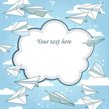 Vector vintage frame with paper planes and text place Stock Illustration