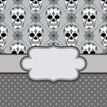 Vector vintage frame with skulls and text place Stock Illustration