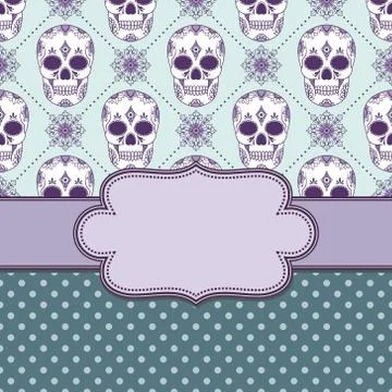 Vector vintage frame with skulls and text place Stock Illustration
