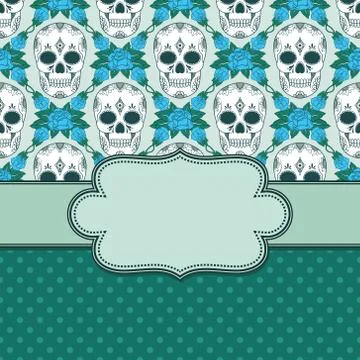 Vector vintage frame with skulls and text place Stock Illustration