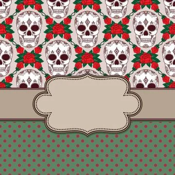 Vector vintage frame with skulls and text place Stock Illustration