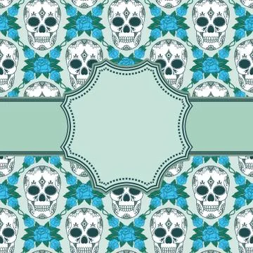 Vector vintage frame with skulls and text place Stock Illustration