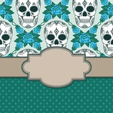 Vector vintage frame with skulls and text place Stock Illustration