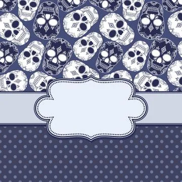 Vector vintage frame with skulls and text place Stock Illustration