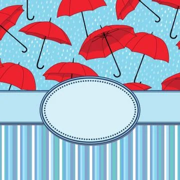 Vector vintage frame with umbrellas and text place Stock Illustration