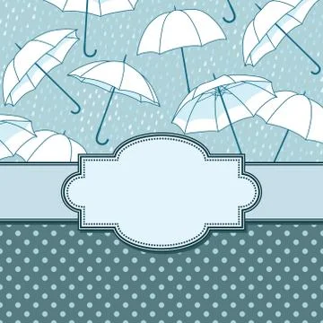 Vector vintage frame with umbrellas and text place Stock Illustration