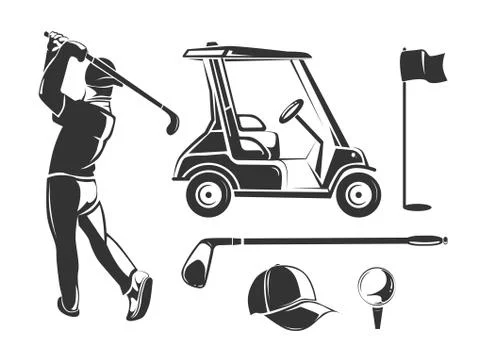 Vector vintage golf elements for labels, emblems, badges and logos Stock Illustration