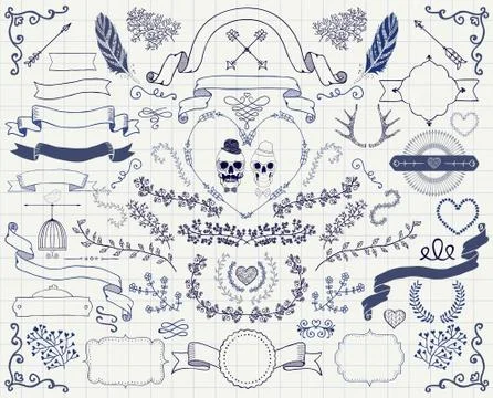 Vector Vintage Hand Drawn Doodle Design Elements 库存插图
