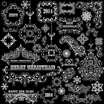 Vector vintage holiday design elements Stock Illustration
