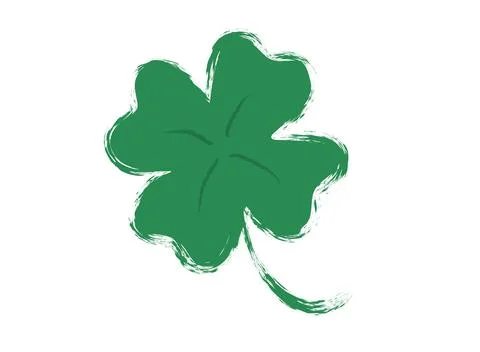 Vector vintage icon of clover with four leaf for Patrick's day. Иллюстрация
