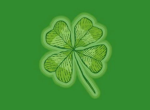 Vector vintage icon of clover with four leaf for Patrick's day. Stock Illustration