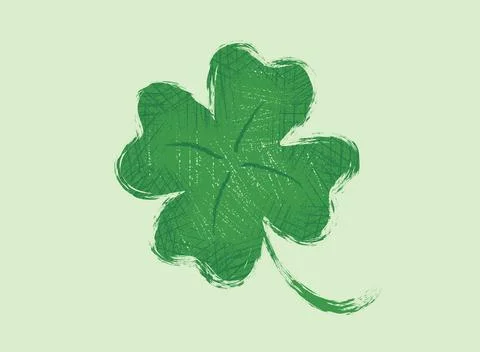 Vector vintage icon of clover with four leaf for Patrick's day. Stock Illustration