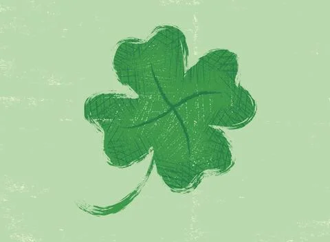 Vector vintage icon of clover with four leaf for Patrick's day. Stock Illustration