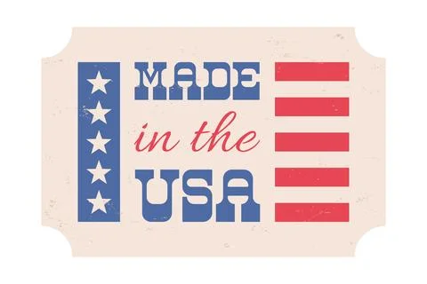Vector vintage icon of made in USA in retro style. Vector illustration of a.. Иллюстрация