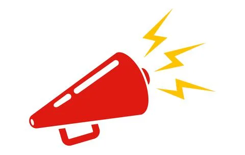 Vector vintage icon of red megaphone. Stock Illustration