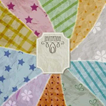 Vector vintage  invintation on background made of  retro crumpled papers Stock Illustration