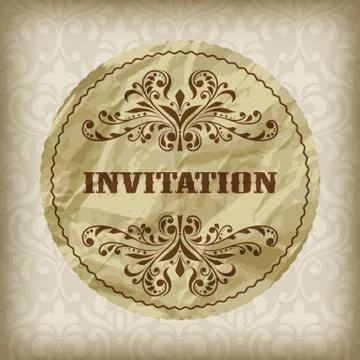 Vector vintage invitation card on seamless  attern Illustrazione stock