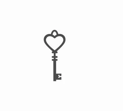 Vector vintage key icon closeup isolated on white background. Stock Illustration