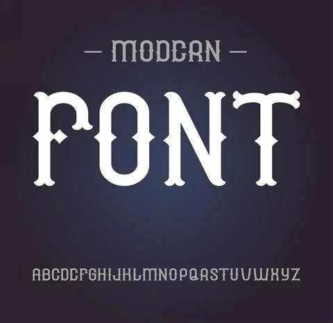 Vector vintage label font, elegant alphabet. Illustrazione stock