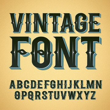 Vector vintage label font. Stock Illustration