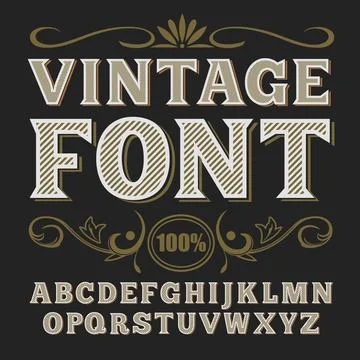 Vector vintage label font. Illustrazione stock