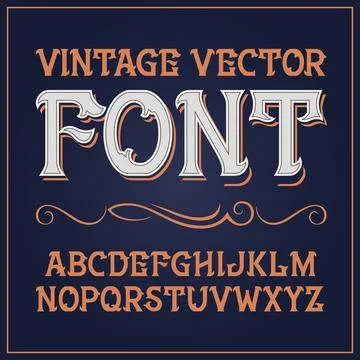 Vector vintage label font. Illustrazione stock
