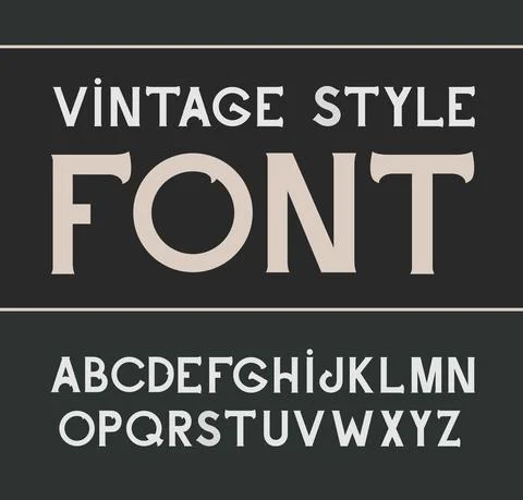 Vector vintage label font. Label style Illustrazione stock