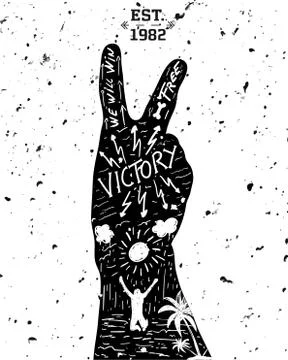 Vector. vintage label, victory Stock Illustration