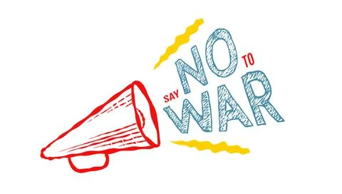 Vector vintage megaphone with text of No War. Vector illustration of retro lo Stock Illustration