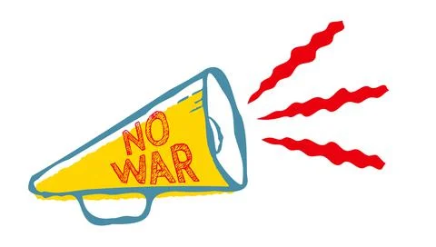 Vector vintage megaphone with text of No War. Vector illustration of retro lo Stock Illustration