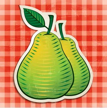 Vector vintage pears sticker Stock Illustration