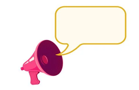 Vector vintage pink megaphone with speech bubble. Retro megaphone with bubble 库存插图