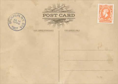 Vector Vintage Postcard Template Stock Illustration