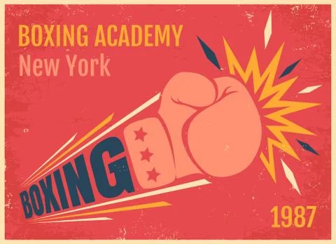 Vector vintage poster for a boxing Stock Illustration