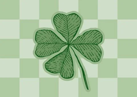 Vector vintage poster of clover for Patrick's day. Vintage green lucky clov.. Stock Illustration