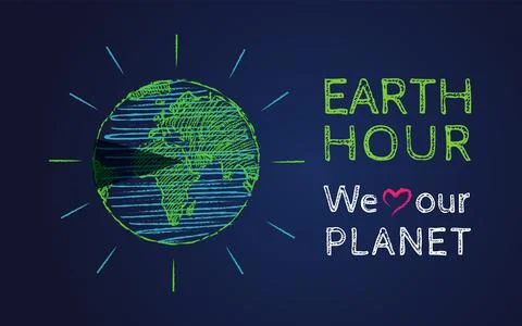 Vector vintage poster for a Earth hour. March Earth hour day. Ilustración de archivo