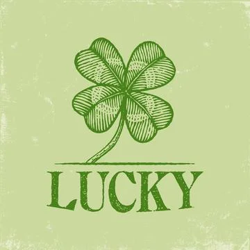 Vector vintage poster with lucky clover for Patrick's day. Green lucky clov.. Illustration