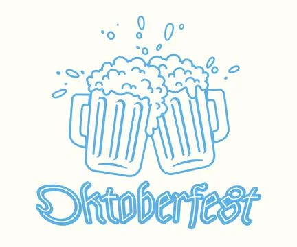 Vector vintage poster of two beer mugs for Oktoberfest. Vintage illustratio.. Stock Illustration