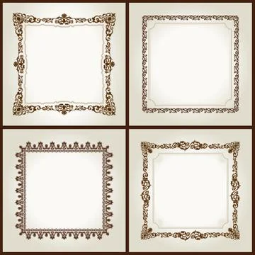 Vector vintage retro frames ornament label Stock Illustration