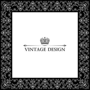 Vector vintage royal retro frame ornament black Stock Illustration
