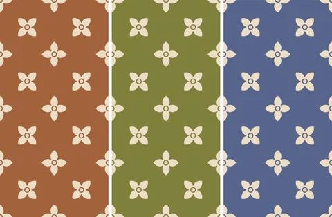 Vector vintage seamless classical pattern of little simple flowers in retro.. Stock Illustration