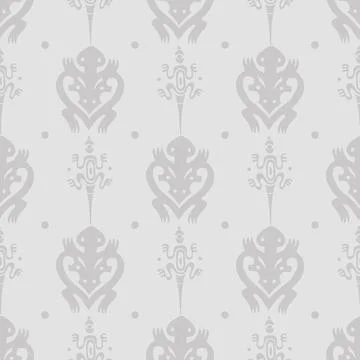 Vector vintage seamless ethnic pattern with lizards and turtles in Maori styl 스톡 일러스트