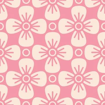 Vector vintage seamless Japanese pattern of little simple flowers in retro .. Stock Illustration
