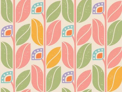 Vector vintage seamless pattern with abstract geometric plants. Geometric p.. 库存插图