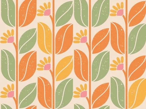 Vector vintage seamless pattern with abstract geometric plants. Geometric p.. Иллюстрация
