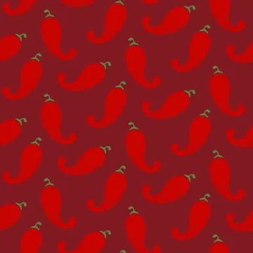 Vector vintage seamless pattern of chilli pepper for Thai or Mexican food. .. Illustrazione stock