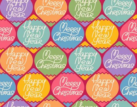 Vector vintage seamless pattern for Christmas and New year. Retro funny vec.. Ilustración de archivo