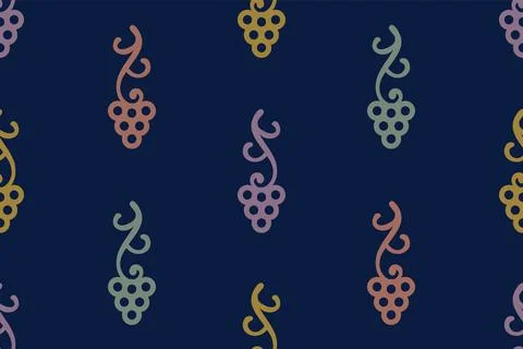 Vector vintage seamless pattern of grape. Vector georgian pattern of grapes.. Illustrazione stock